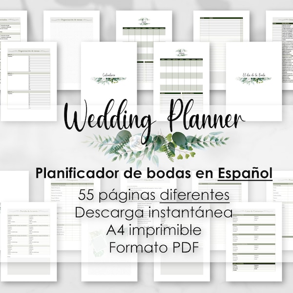 Agenda de Bodas Wedding Planner Digital Imprimible • 100% Español Castellano • Páginas Organizador imprimibles • PDF A4 Descarga Digital