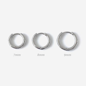 Silver 1.5mm Thick: 9mm, 8mm, 7mm solid hoops • Tiny hoops • Silver Huggie hoop earrings • Dainty gold hoops • Minimalist earrings • Jewelry