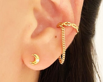 Chain Drop ear cuff earring, Non piercing earring, Ear cuff chain, Clip on earring, Ear clip, Ear wrap, Ear wrap no piercing, Gold cuff