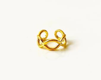 Infinity cross 1 piece ear cuff earring, Non piercing ear cuff, Clip on earring, Ear cuff no piercing, Ear warp, Gold minimalist earring