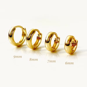 3mm Thick: 6mm - 9mm solid hoops • Tiny hoops • Hoop earrings • Dainty huggies • Huggie hoops • Minimalist earrings • Gold earrings
