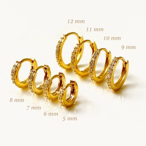 5mm - 12mm Basic Everyday wear cz round hoops • earrings • Tiny hoops • Hoop earrings • Gold huggie hoops • Minimalist earrings  Jewelry