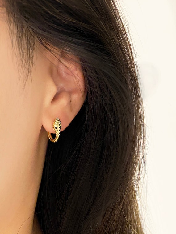 Snake Serpent Huggie Hoop Earrings Snake Huggie Earrings Hoop