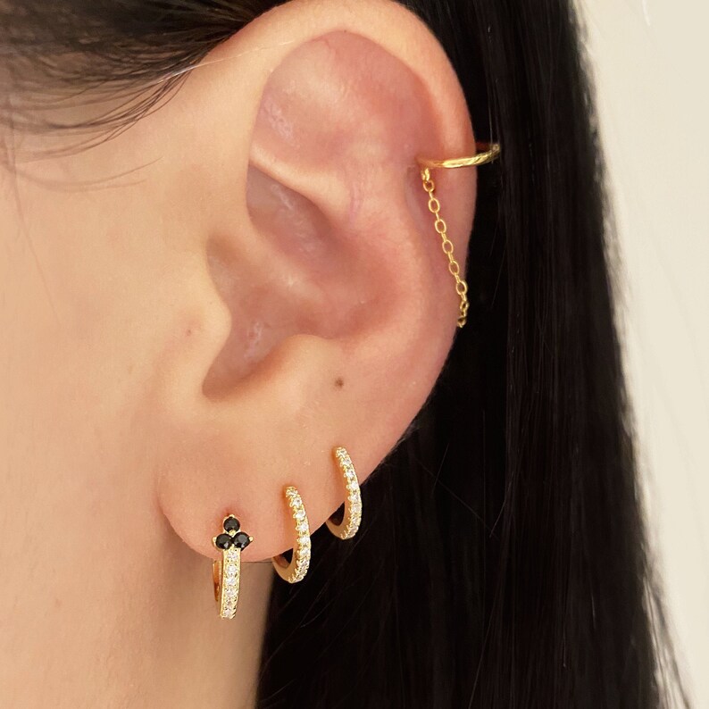 Chain drop ear cuff earrings Ear cuff gold flash earring Etsy