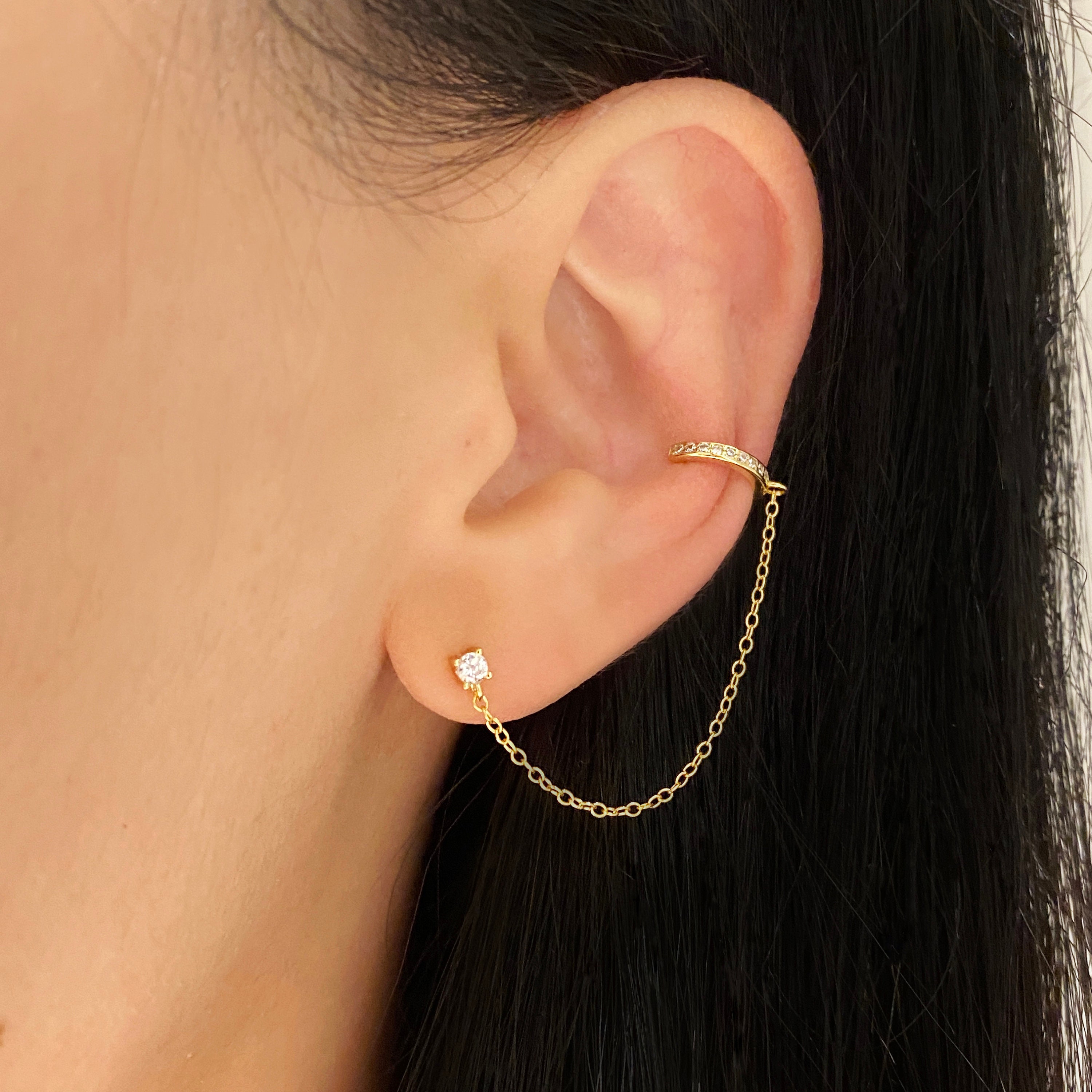 Chain Trick Earring And Ear Cuff