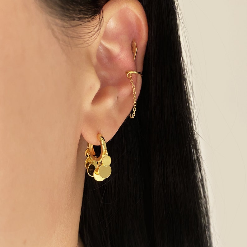 Chain drop ear cuff earrings Ear cuff gold flash earring Etsy