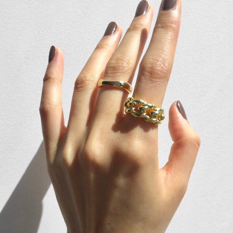 Wave Gold Layer Ring Minimalist Gold Ring Stacking Rings Etsy