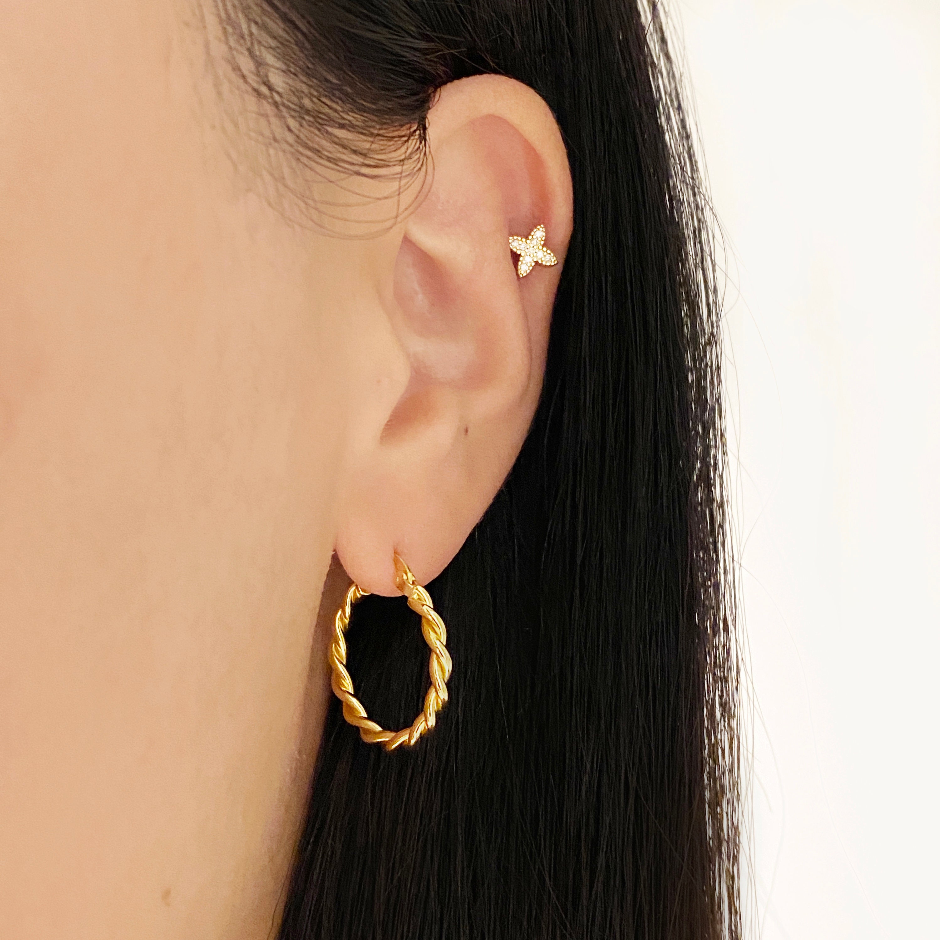 Round hoop earrings gold deals