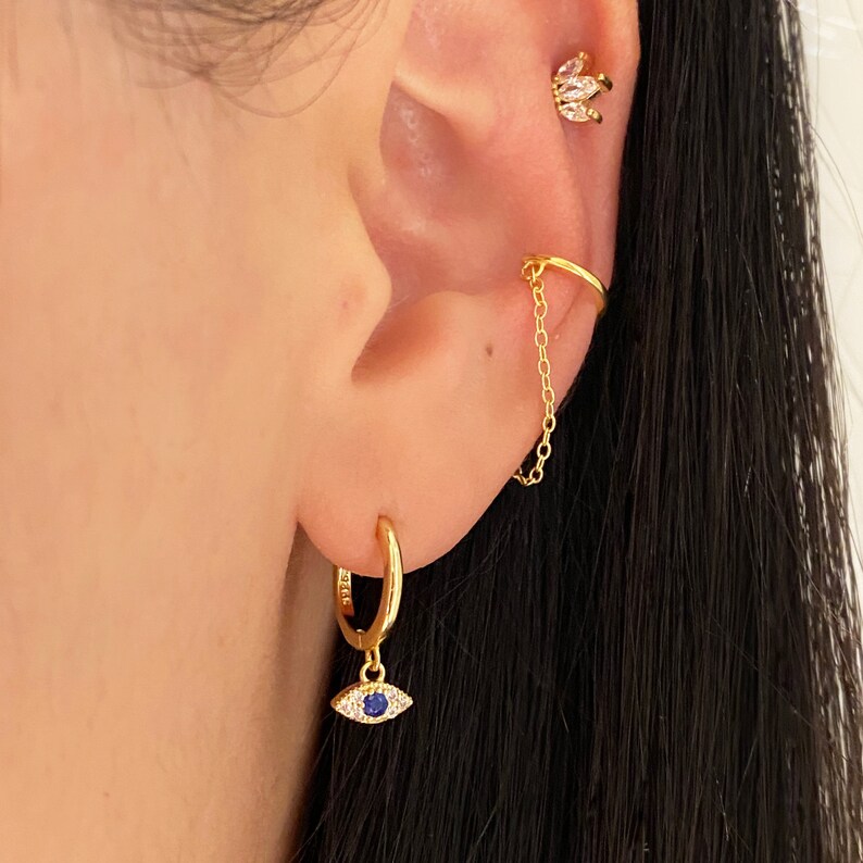 Chain drop ear cuff earrings Ear cuff gold flash earring Etsy