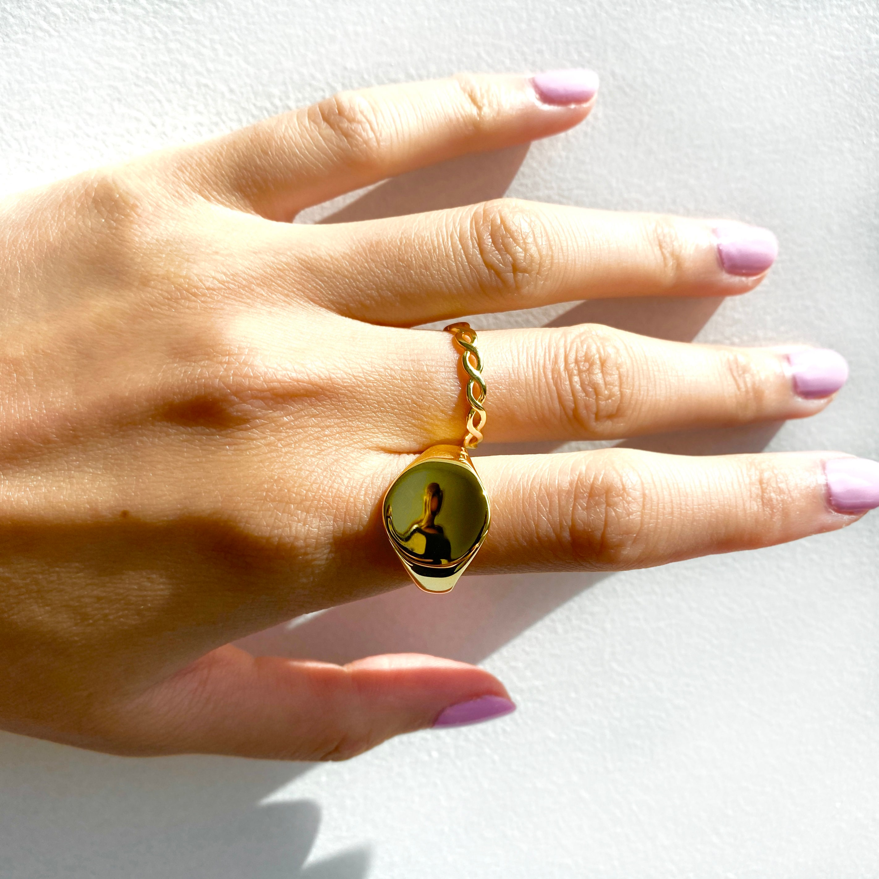 Round flat face minimalist open ring Gold flat ring Dainty Etsy