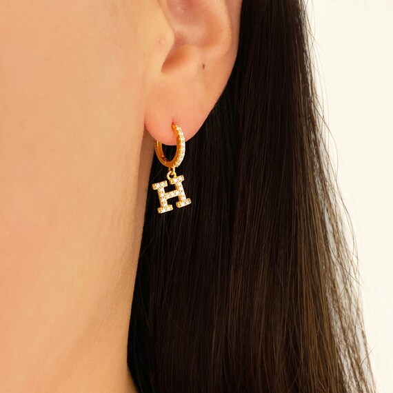 Initial 2024 huggie earrings