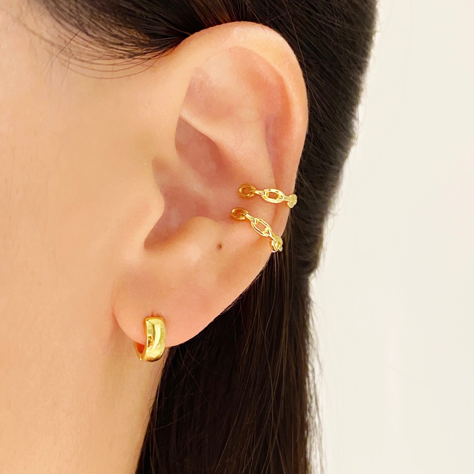 Slim Chain Link ear cuff earrings No piercing ear cuff gold Etsy