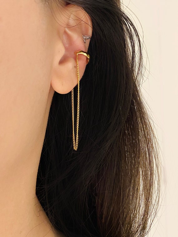 Starose 2Pcs Gold Color Black Ear Cuff Clip on Earrings Nose Ring Hoop Fake  Earrings for Women Men Non Piercing Helix Jewelry - AliExpress