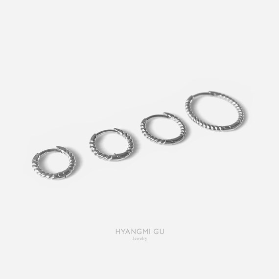 Silver Thin 6mm-13mm tiny basic hoops • Tiny hoop… - image 3