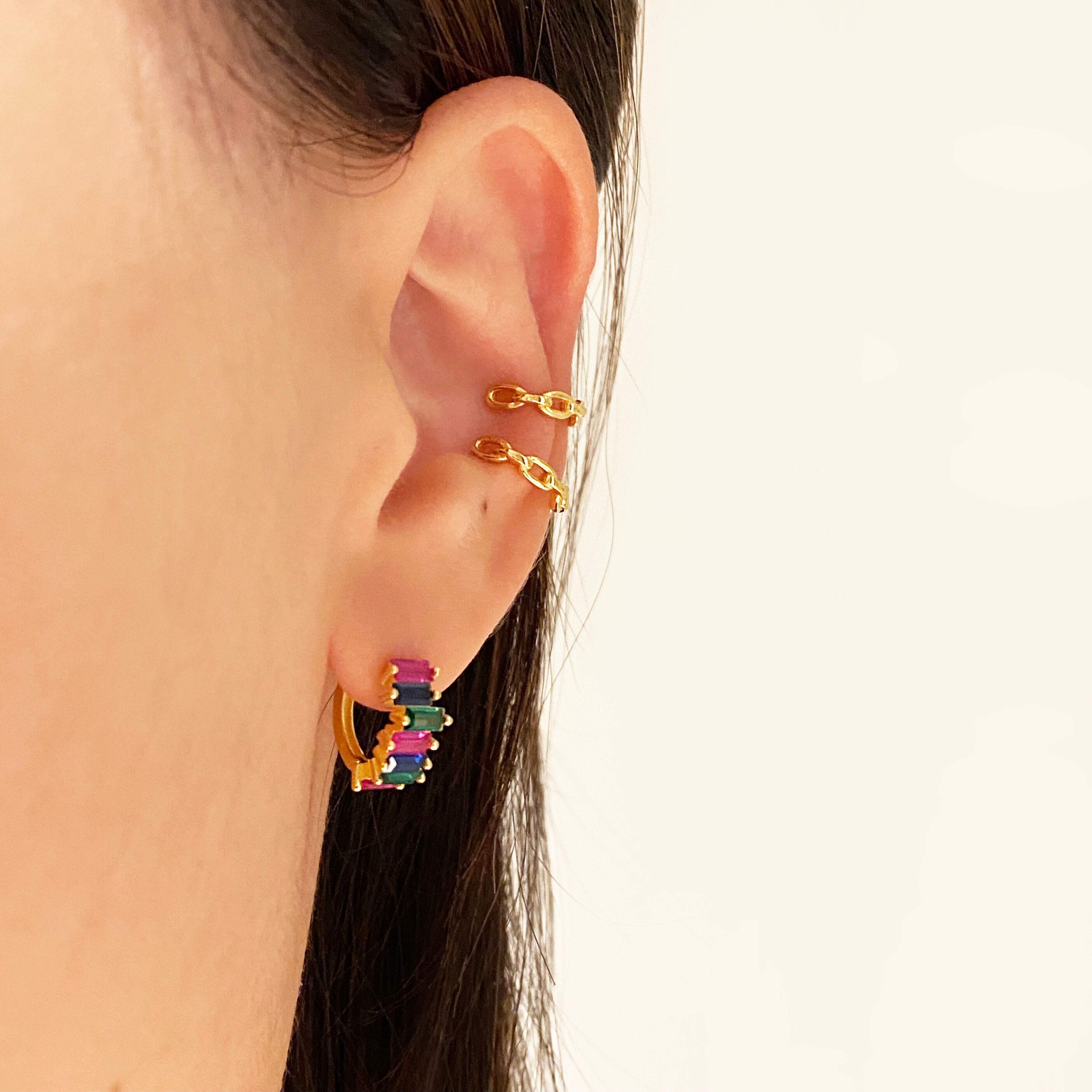 Slim Chain Link ear cuff earrings No piercing ear cuff gold Etsy