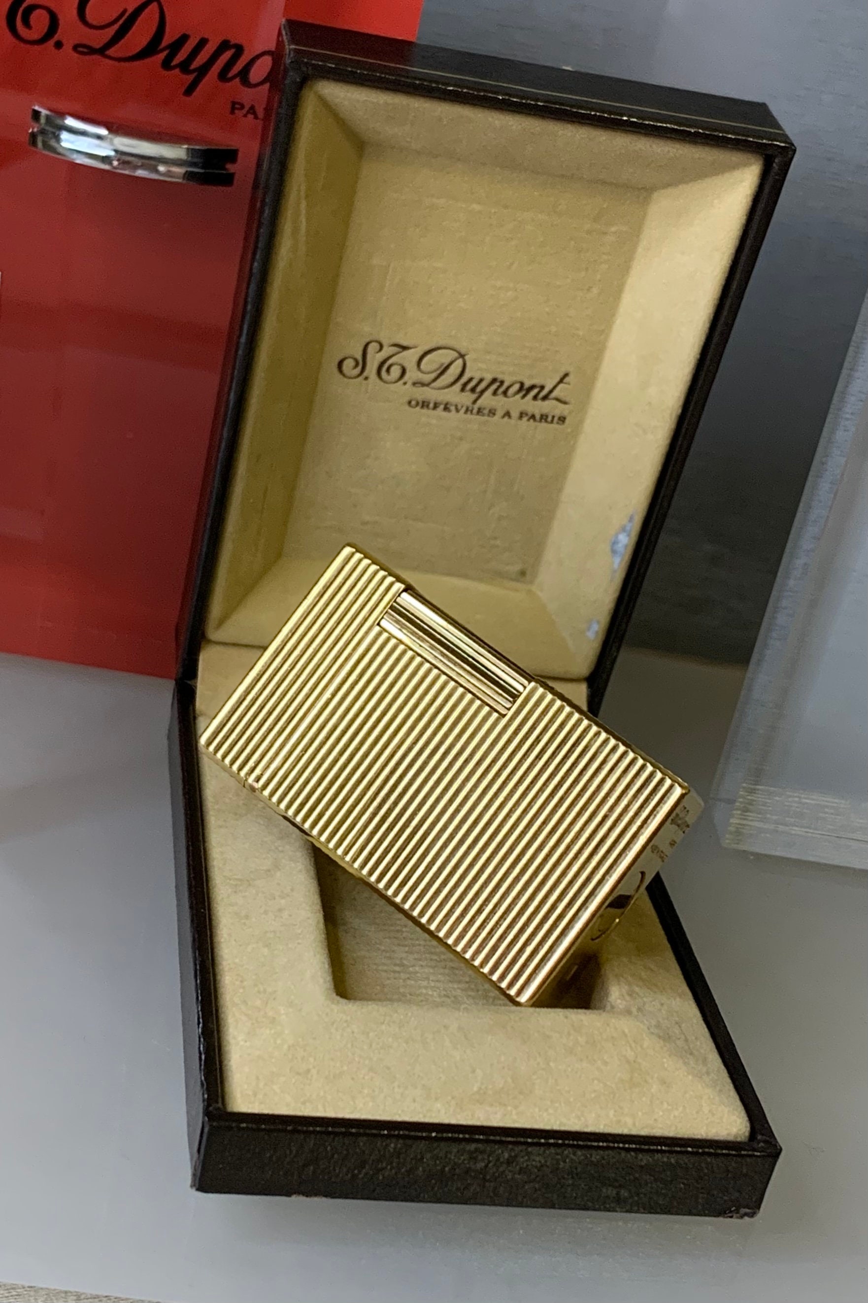 S.T. Dupont Lighter Gold Plated Line 1 Horizontal Pattern Etsy