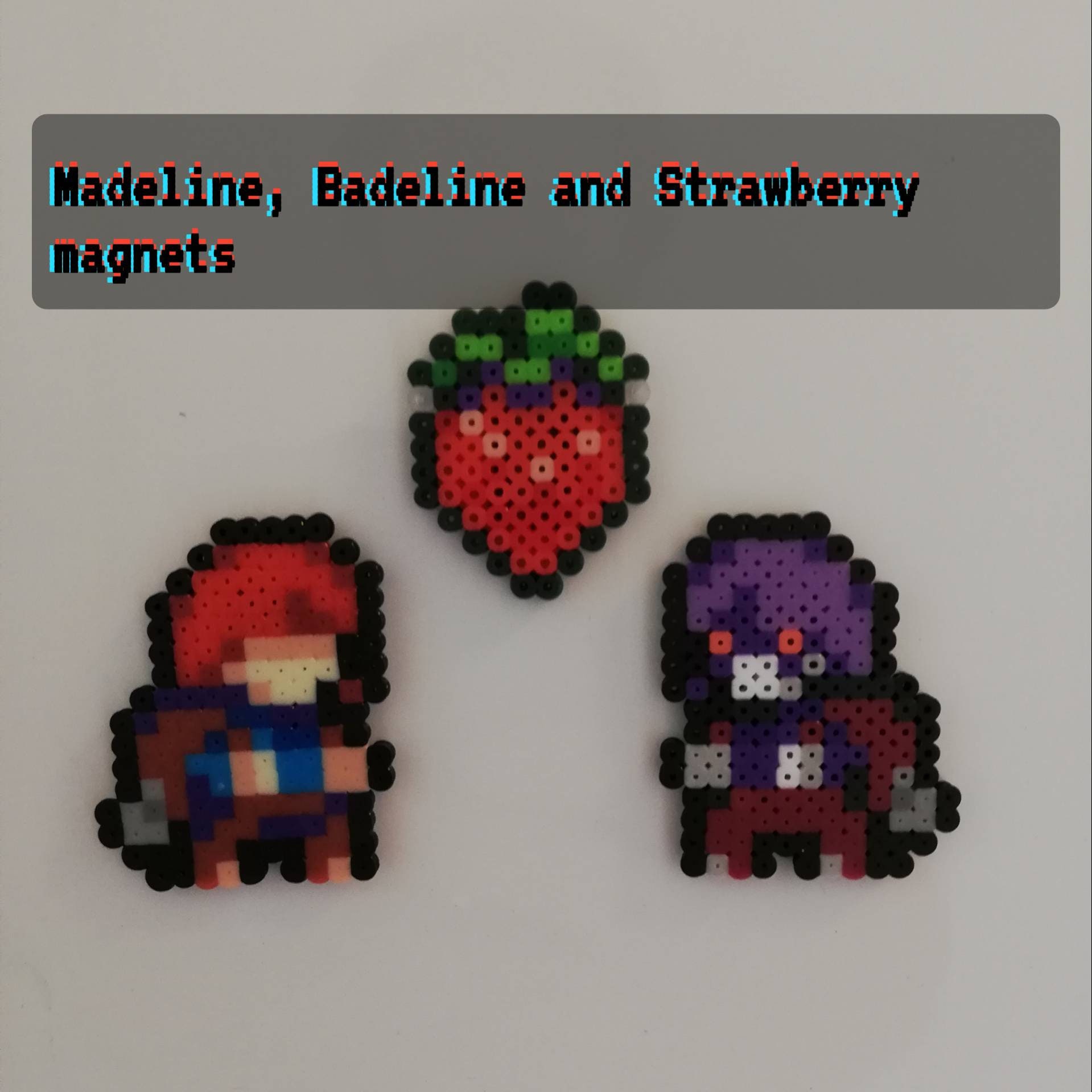 Celeste: Madeline Badeline and Strawberry Pixel Art Mini | Etsy