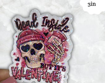 Valentines sticker, skull sticker, holographic stickers, glitter stickers, journal stickers, laptop stickers, glitter sticker, pink stick