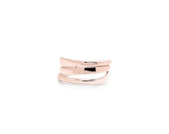 Bespoke Rose Gold Ring, Modern Wrap Around Ring, Unique Statement Ring, Handmade Jewellery, Rose Gold Christmas Gift, Rose Gold Vermeil Ring