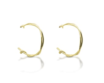 Bio Gold Hoop Ohrringe, Handgemachte Statement-Einnahmen, Moderne Gelbgold-Reifen, maßgeschneiderte Weihnachtsschmuck, Gelbgold Vermeil Hoops