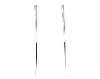 Pendientes colgantes de oro rosa vermeil hechos a mano: modernos y llamativos.