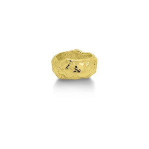 Molten Gold Ring, Bespoke Gold Christmas Gift, Molten Statement Ring, Modern Yellow Gold Lava Ring, Unique Gold Wedding Band, Christmas Gift