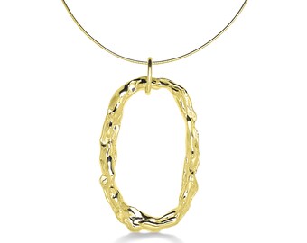 Handmade Molten Gold Necklace, Bespoke Christmas Gift, Chunky Molten Gold Pendant, Modern Statement Necklace, Yellow Gold Lava Necklace