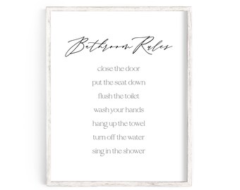 Bathroom Rules Print, Toilet Rules Print, Funny Bathroom Quote, Bathroom Art, Bathroom Wall Art, Bathroom Print, Bathroom Sign, Toilet Sign