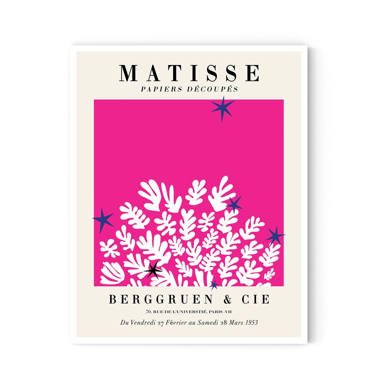 Matisse Cutout Print with Stars Papiers D\u00e9coup\u00e9s Modern Remake Matisse Exhibition Poster The Cut Outs Henri Matisse Print Abstract Art