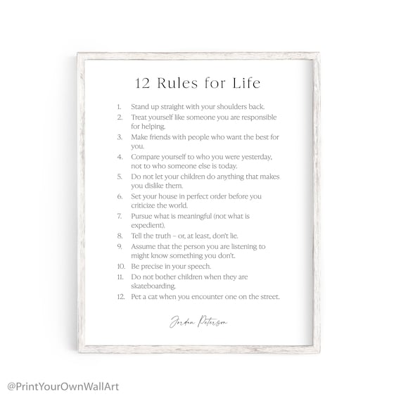 Stampa 12 regole per la vita, citazione di Jordan Peterson, regalo per l'insegnante,  regalo di laurea, arredamento del dormitorio, poster educativo,  motivazionale, ispiratore -  Italia