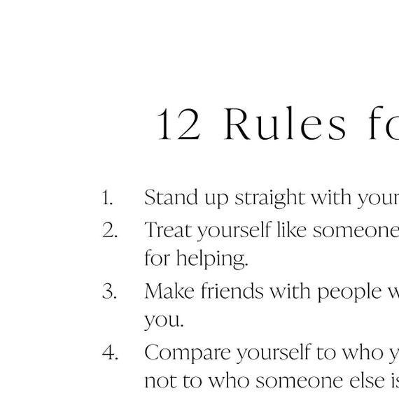 12 Rules for Life Print, Jordan Peterson Quote, Teacher Gift, Graduation  Gift, Dorm Decor, Educational Poster, Motivational, Inspirational 