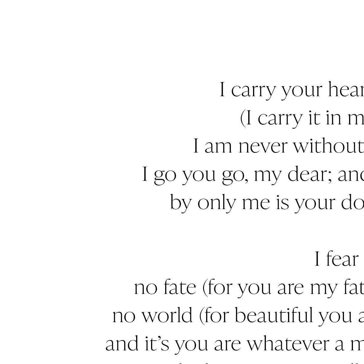 E.E. Cummings Poem I Carry Your Heart I Carry It in My Heart Etsy