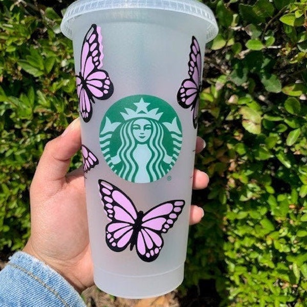 Personalized Butterfly Cup,Butterfly Starbucks cold cup, Add Custom Design, Starbucks Cup,Starbucks Custom Monarch Butterfly Reusable Cup
