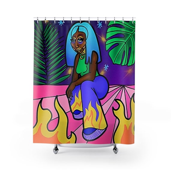Melanated Abstract Woman Shower Curtain Black Art Ireland Melanated Abstract Woman Shower Curtain, Shower Curtains Black Art