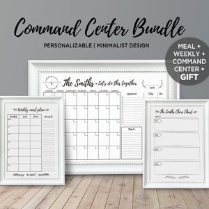 Family wall organizer bundle 3 items icluded: large wall calendar, weekly  meal plan or week planner and family chore chart digital file cccm - etsy
