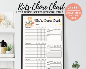 The Little Prince Kids Chore chart printable, Kids routine and reward chart, Toddler reward chart 24x36 DIGITAL FILE