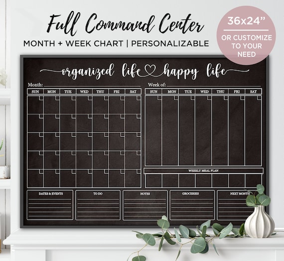 Chalkboard Weekly and Monthly Wall Calendar to Print, Custom Calendar for  Family Routine Organizer or College Plan 24x36 DIGITAL FILE 