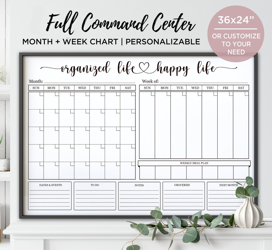 Family Command Center Printable/ Monthly &amp; Weekly Organizer/ - Etsy