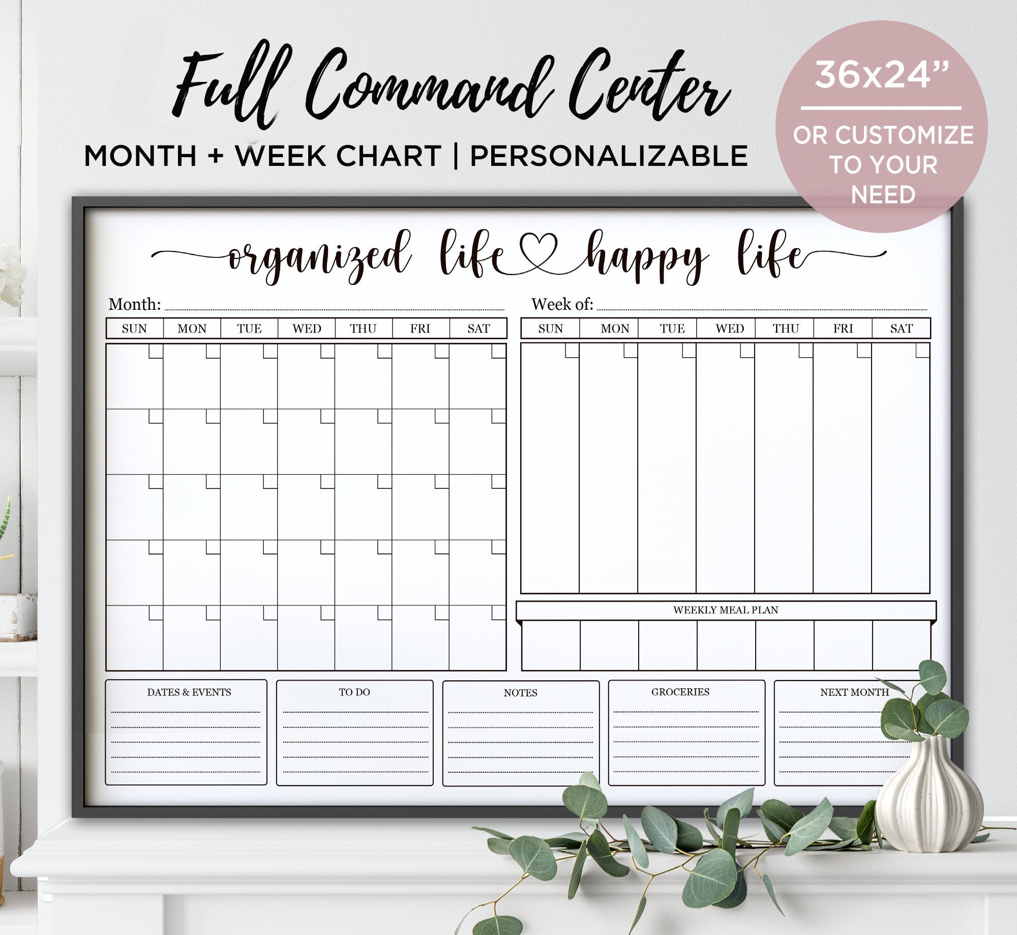Family Command Center Printable/ Monthly &amp; Weekly Organizer/ - Etsy