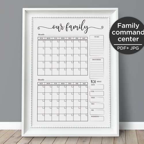 Family Calendar Printable Family Planning Wall Calendar - Etsy