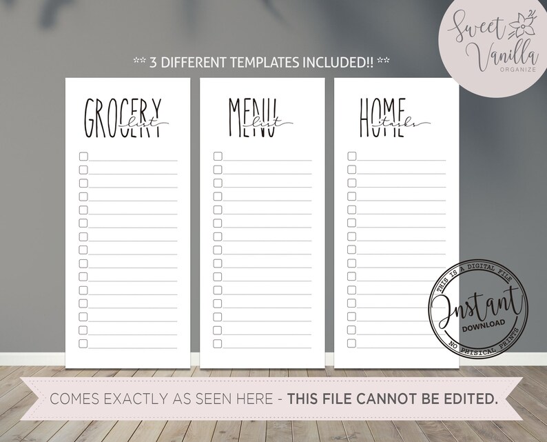 Printable Lists Rae Dunn Inspiration: Market Meal and Tasks/ - Etsy