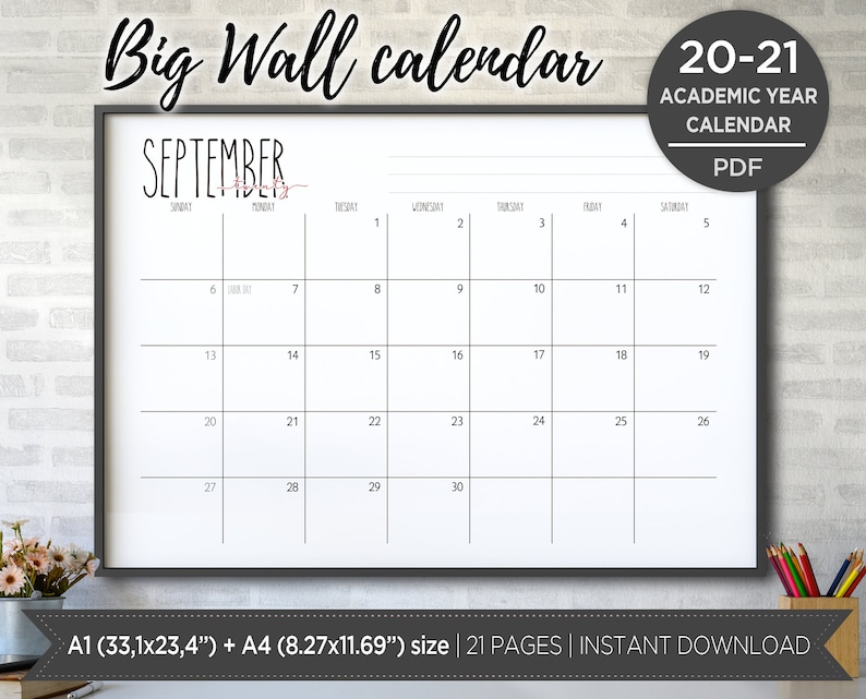 Rae Dunn inspiration 2020-2021 printable Big Wall Calendar ...