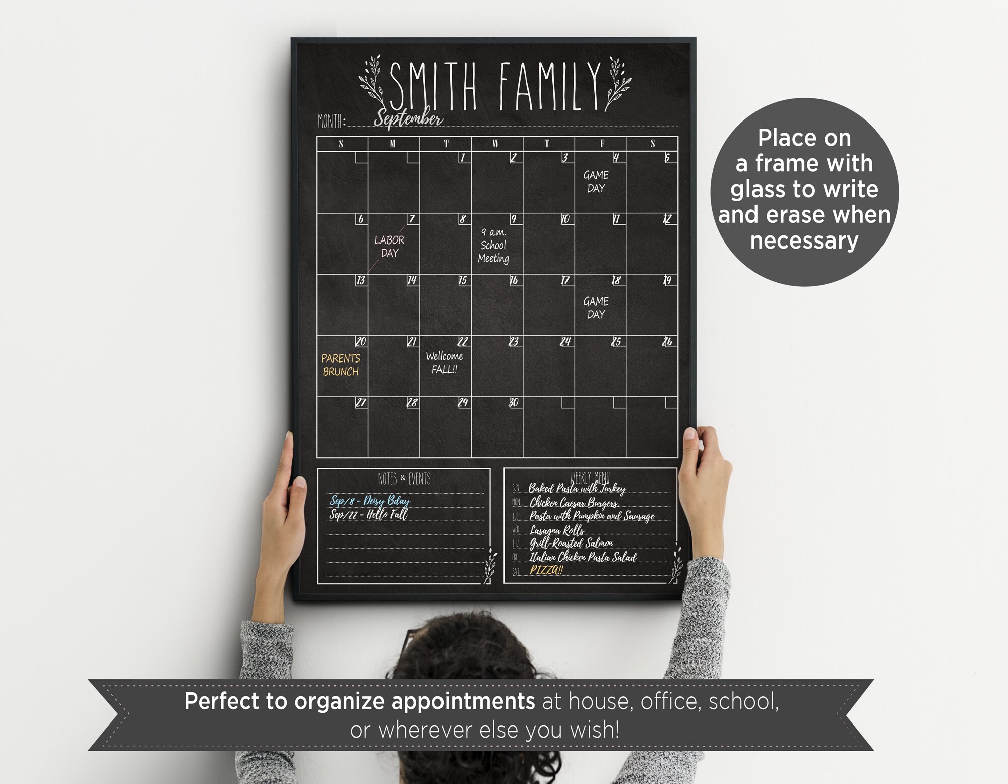 Chalkboard Wall Large Calendar Printable Custom Family - Etsy