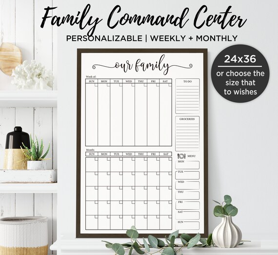 Monthly and Weekly Wall Calendar Printable, Minimalist Large Wall Calendar,  Custom Family Wall Planner 24x36 DIGITAL FILE - Etsy