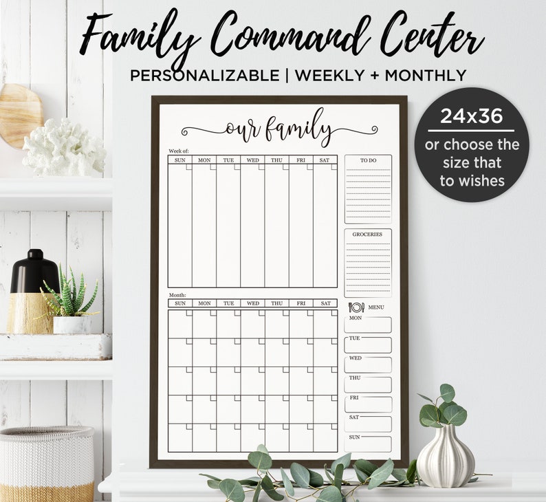 Family Wall Calendar With Monthly and Weekly Organizer to Print ...