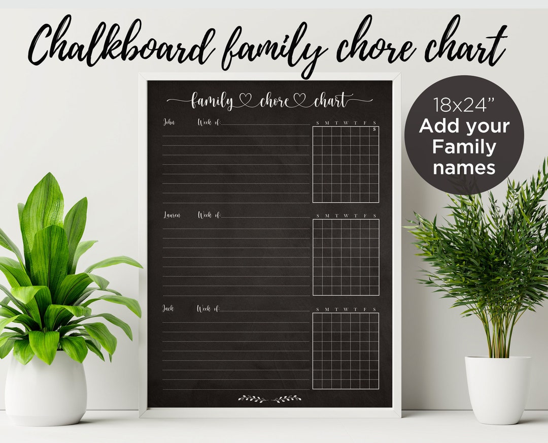 Chalkboard Chore Chart Printable/ Chores Wall Planner With - Etsy