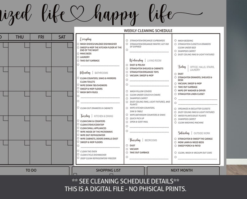 Monthly Calendar & Cleaning Schedule/ Family Organizer Command Etsy