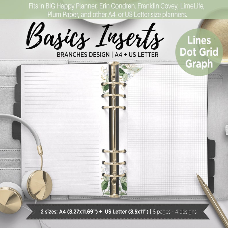 Printable Lined Paper Budle Dot Grid Paper, Graph Paper for Notebook