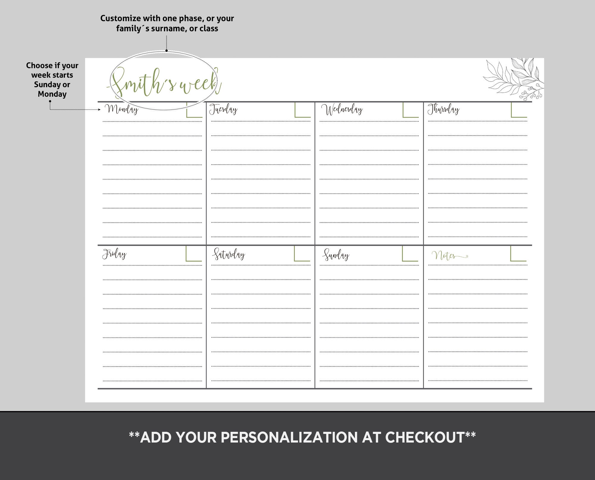 Printable Large Wall Calendar Weekly Overview Wall Week - Etsy Australia