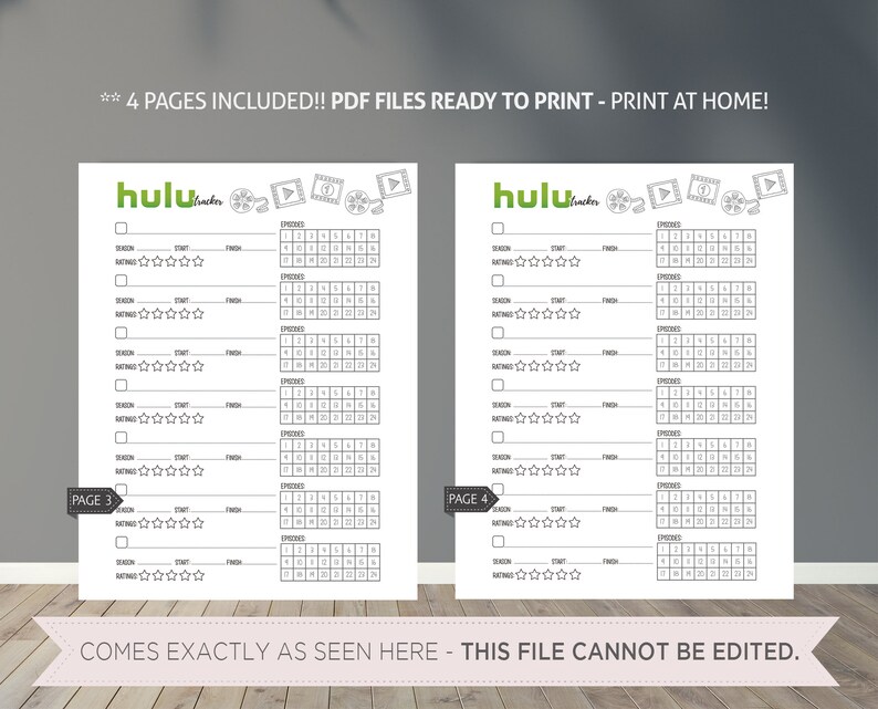 Classic Printable Hulu Series Tracker// Series Wish List// | Etsy